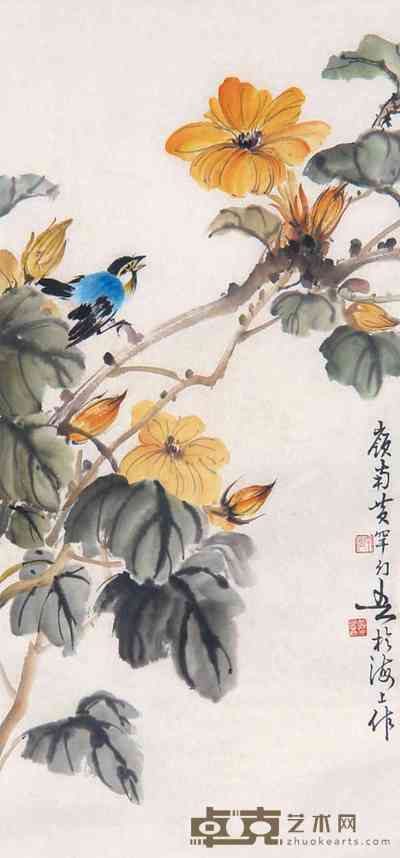 黄幻吾 花鸟 立轴 69×33cm
